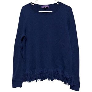 Ralph Lauren Purple Label 100% Cashmere Navy Fringe Sweater